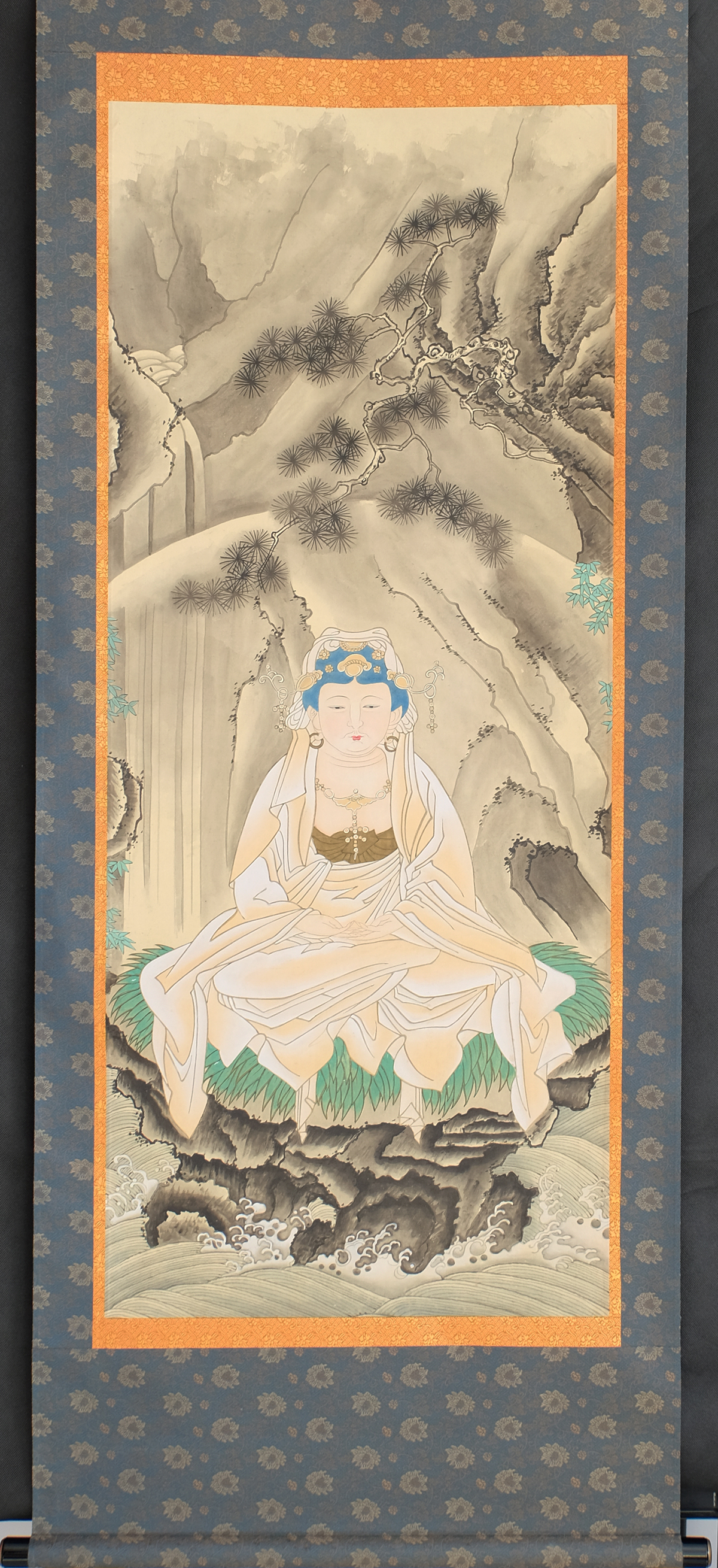 Budda Antique Japanese Kakemono 掛物 Hanging Scroll silk 
